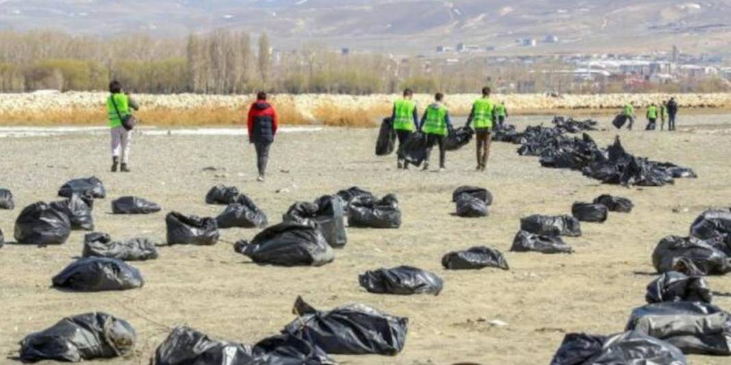 Van Gölü sahilinden 45 ton çöp toplandı 2