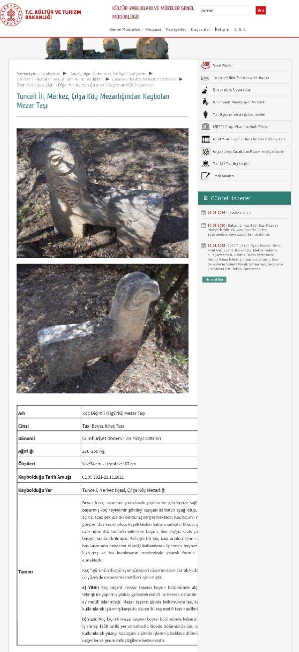 Dersim'in kırmızı bültenle aranan koç başlı mezar taşı bulundu 6