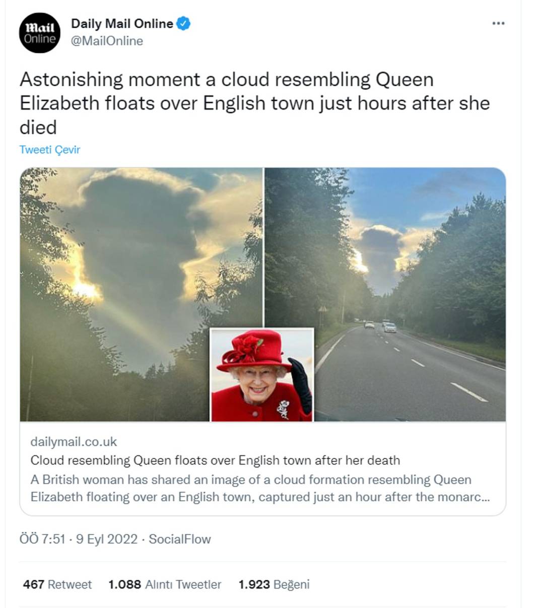 Daily Mail gazetesinin 'kraliçeye benzeyen bulut' haberi dalga konusu oldu 2