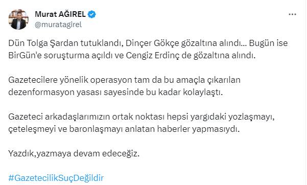 Kısa Dalga yazarı Cengiz Erdinç'in gözaltına alınmasına tepki yağdı: Çete değil gazeteci avı başlattılar! 8