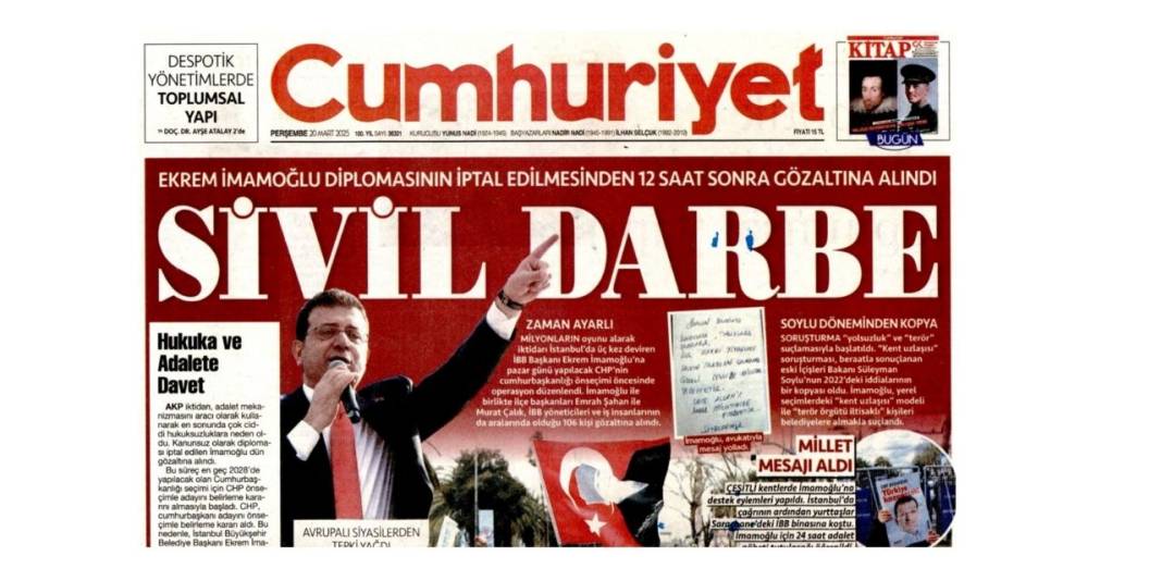 İmamoğlu'nun gözaltına alınması gazete manşetlerinde 5