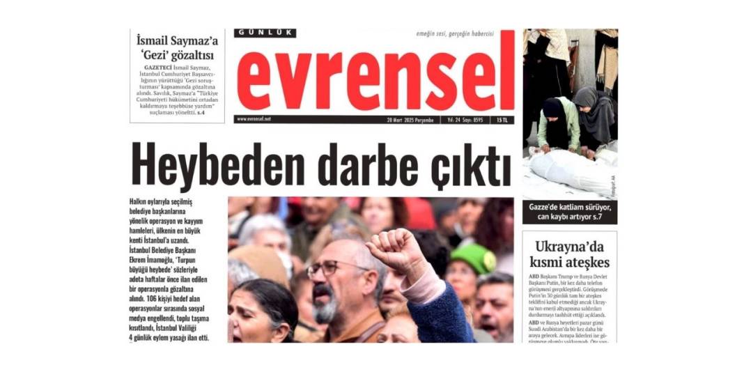 İmamoğlu'nun gözaltına alınması gazete manşetlerinde 7