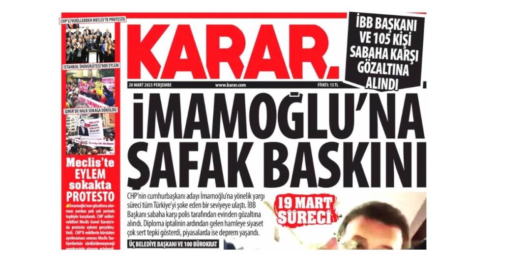 İmamoğlu'nun gözaltına alınması gazete manşetlerinde 6