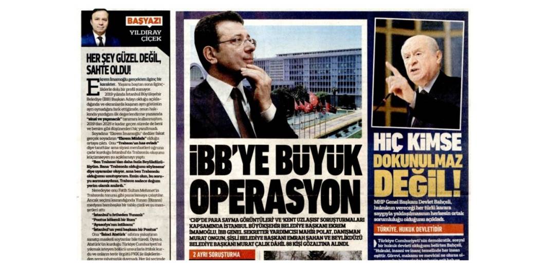 İmamoğlu'nun gözaltına alınması gazete manşetlerinde 3