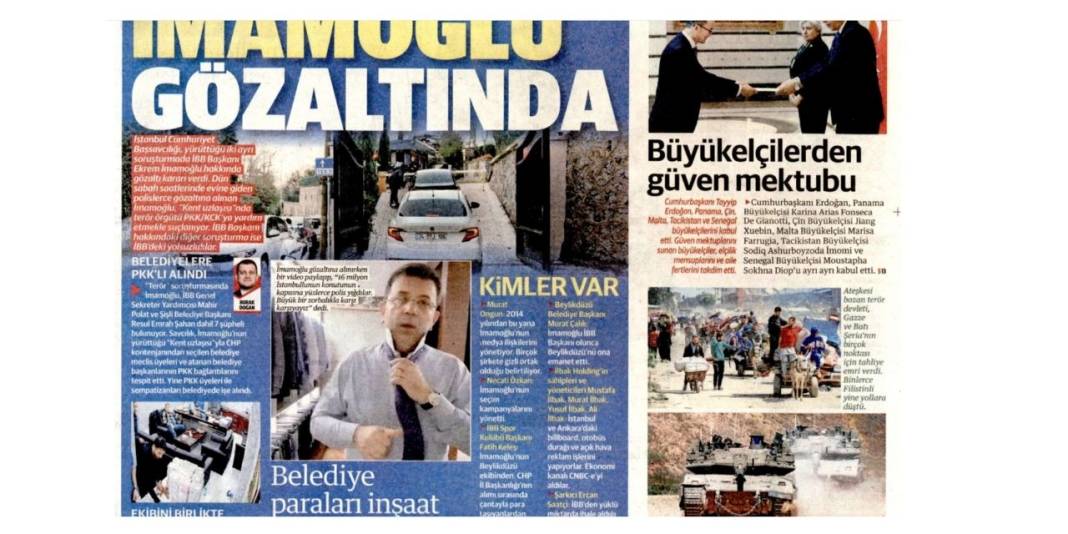 İmamoğlu'nun gözaltına alınması gazete manşetlerinde 10