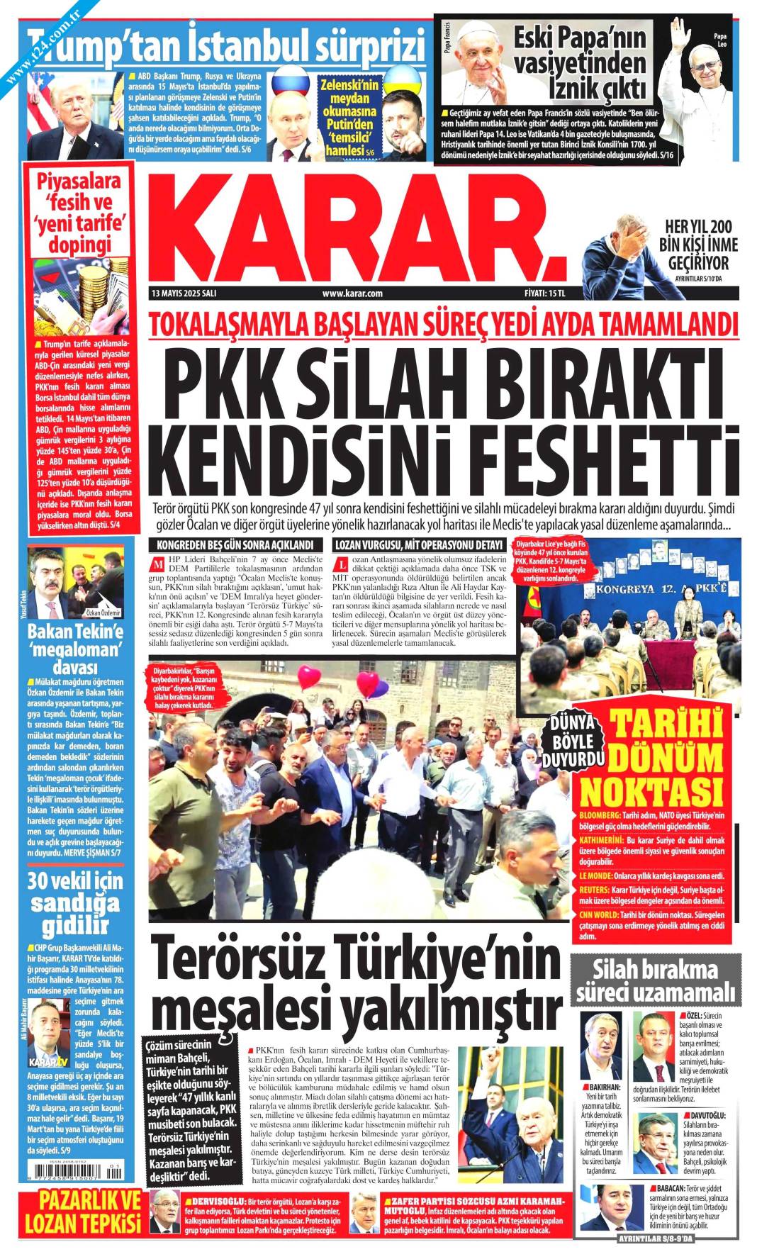 PKK fesih kararını duyurdu: Tarihi açıklama gazete manşetlerinde 5