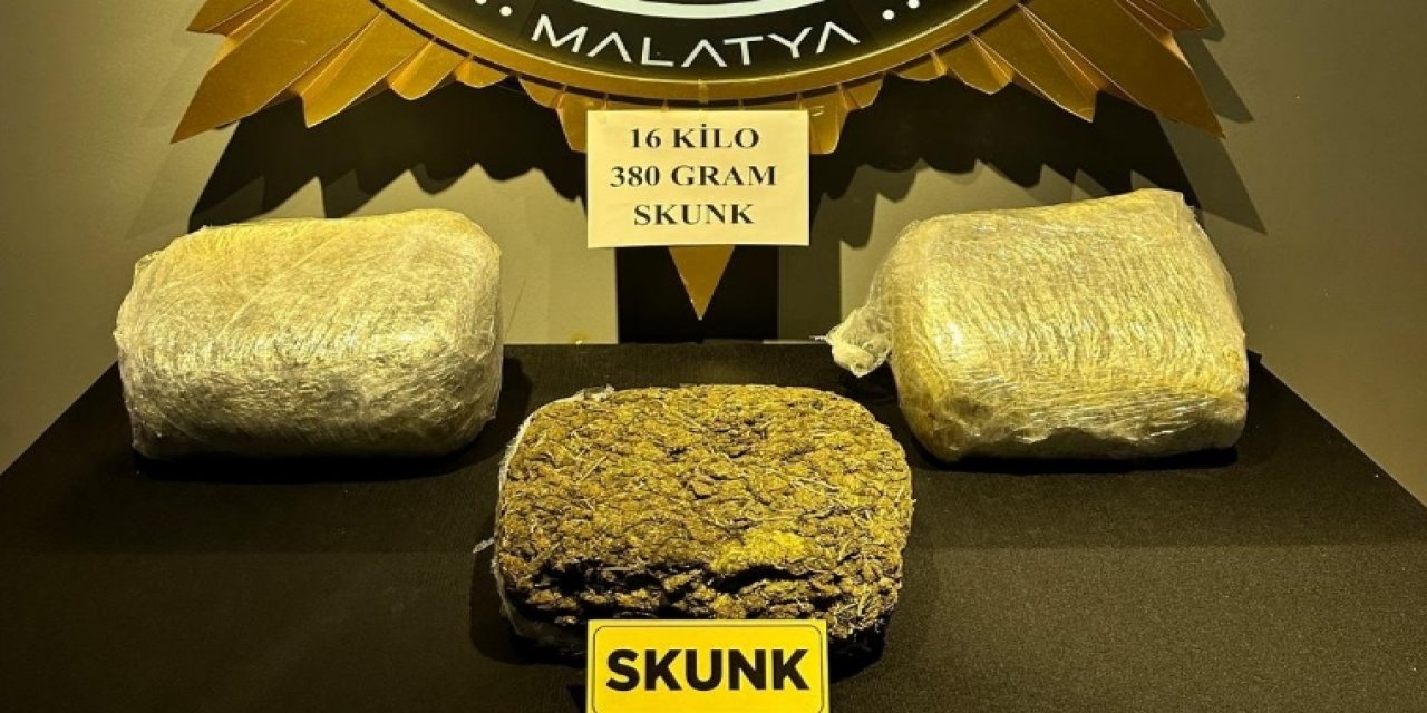 Malatya'da 16 kg 380 gram Skunk maddesi ele geçirildi