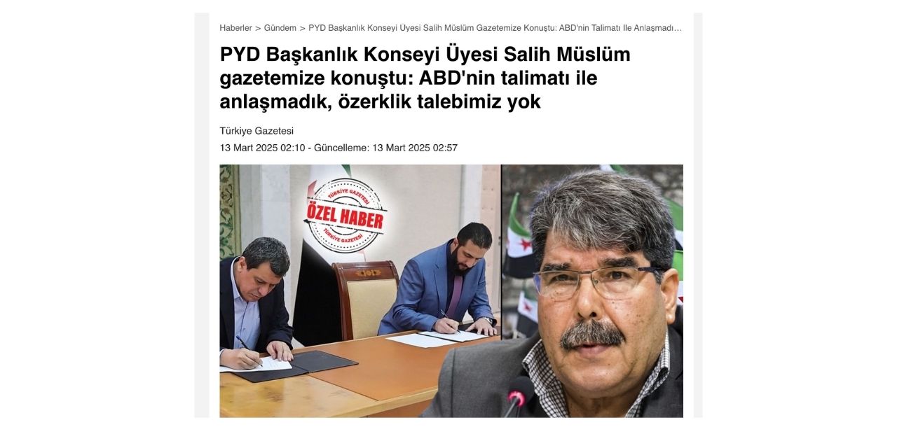 Türkiye Gazetesi Salih Müslim röportajı yaptı