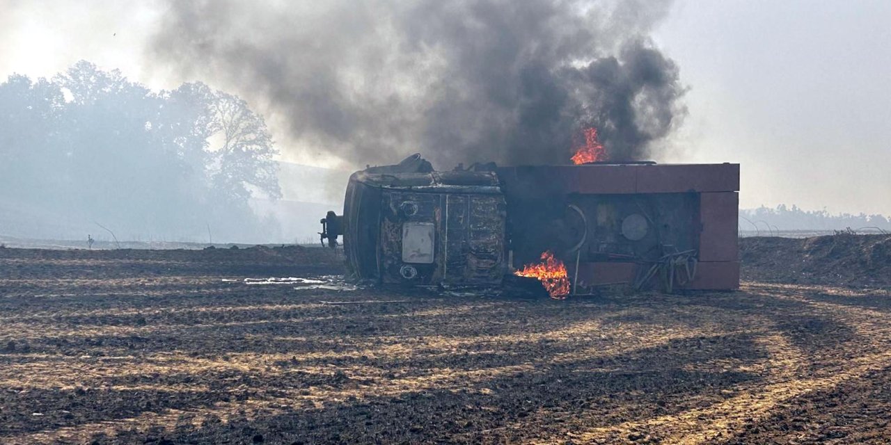 Edirne'de orman yangını: Arazöz devrildi, 4 personel yaralandı