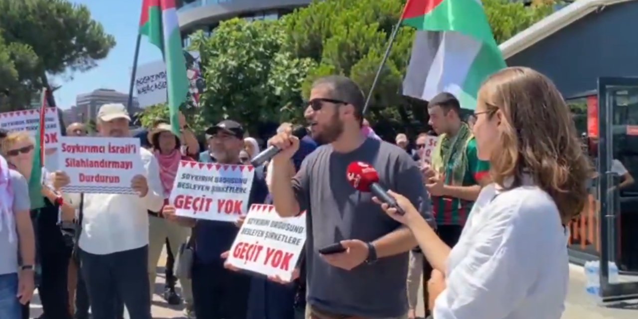 İsrailli silah şirketlerini protesto edenlere 'cumhurbaşkanına hakaret' gözaltısı
