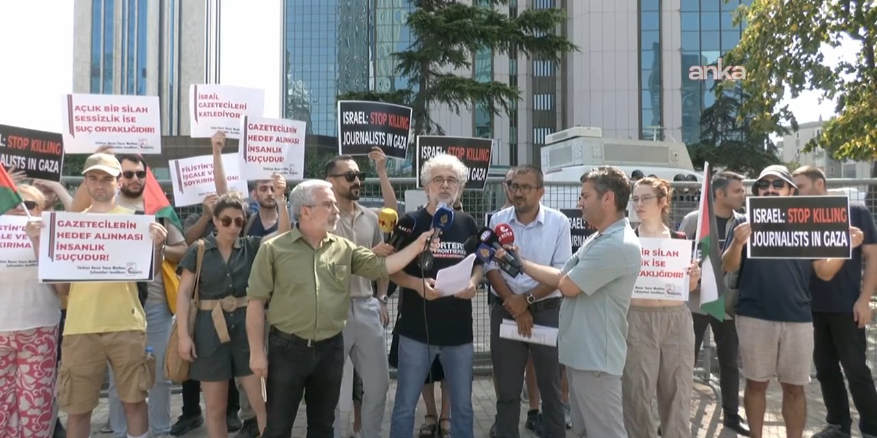 Gazetecilerden İsrail Konsolosluğu önünde protesto: İsrail’e yaptırım çağrısı