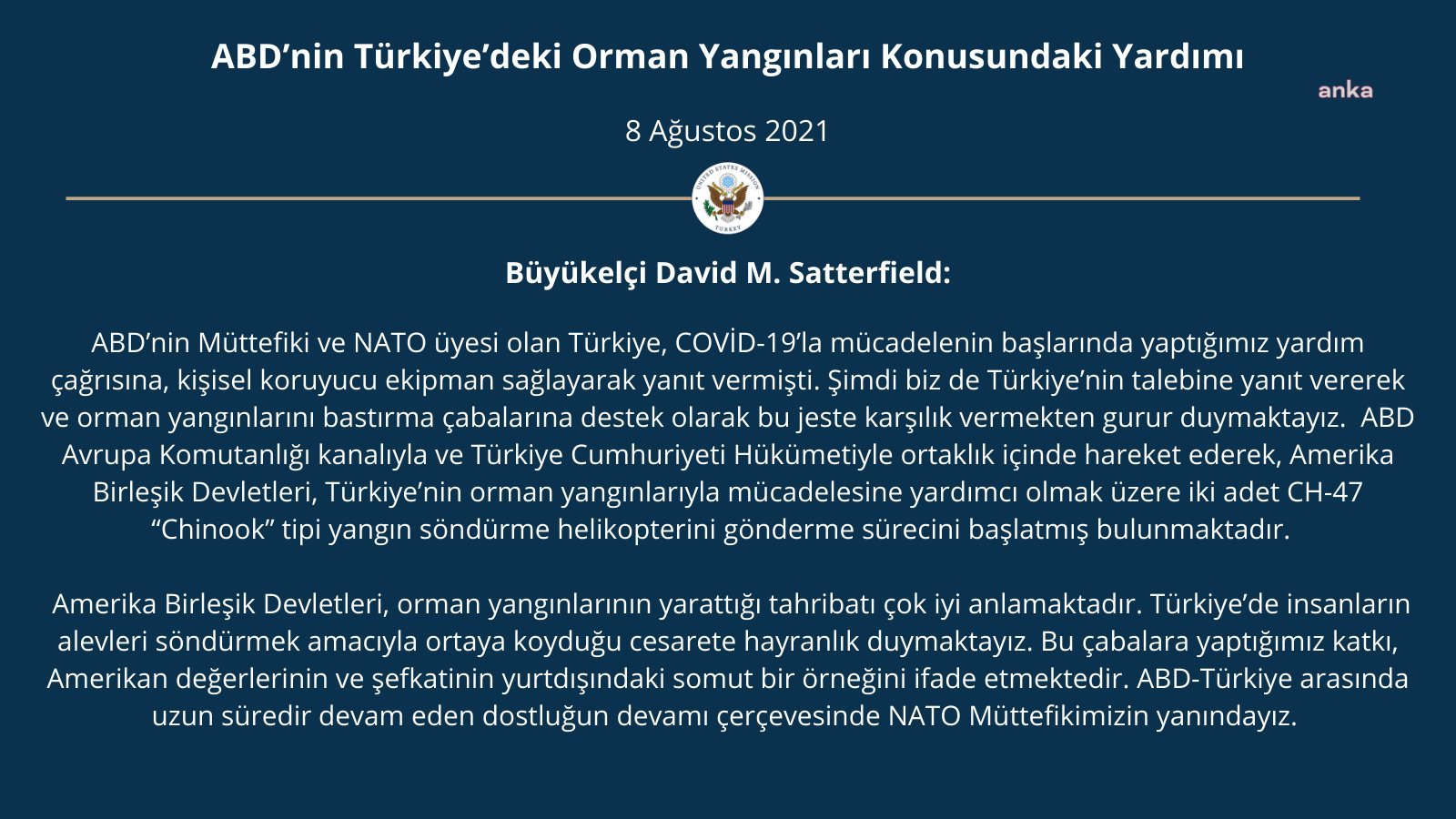 ABD, orman yangınları için Türkiye'ye helikopter desteği vereceğini duyurdu