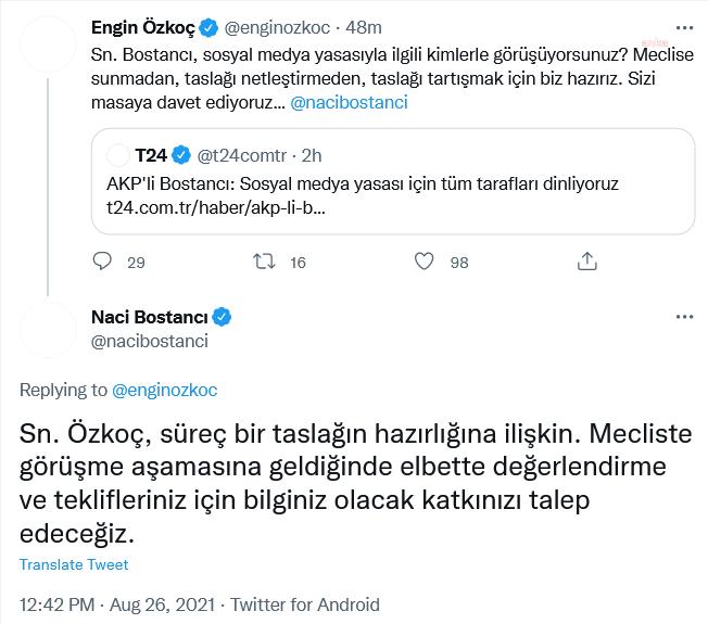 CHP'li Özkoç, AKP'li Bostancı'ya Sosyal medya yasasını kimlerle görüştüklerini sordu