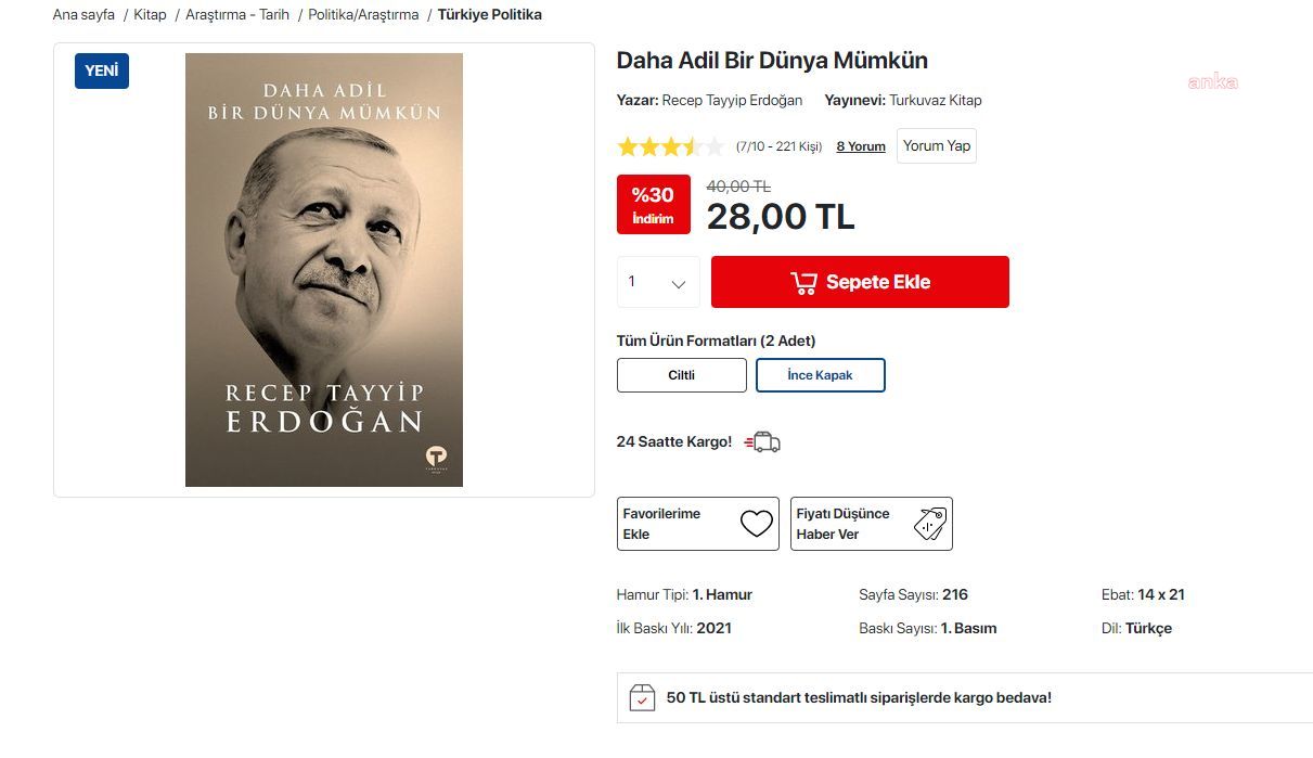 Cumhurbaşkanı Erdoğan'ın kitabı satışa çıktı