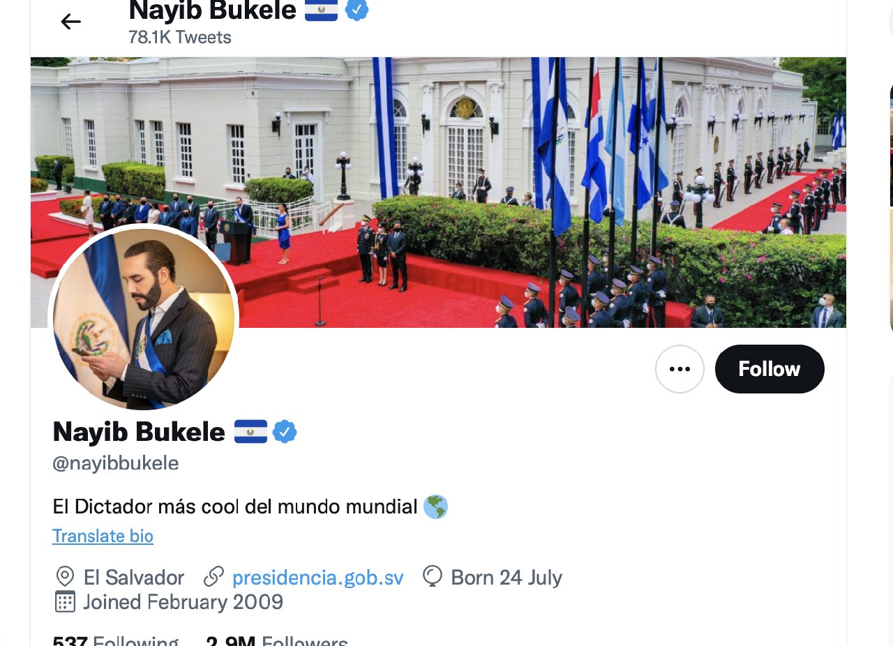 El Salvador Devlet Başkanı Twitter bio'sunu değiştirdi:  “Dünyanın en havalı diktatörü”