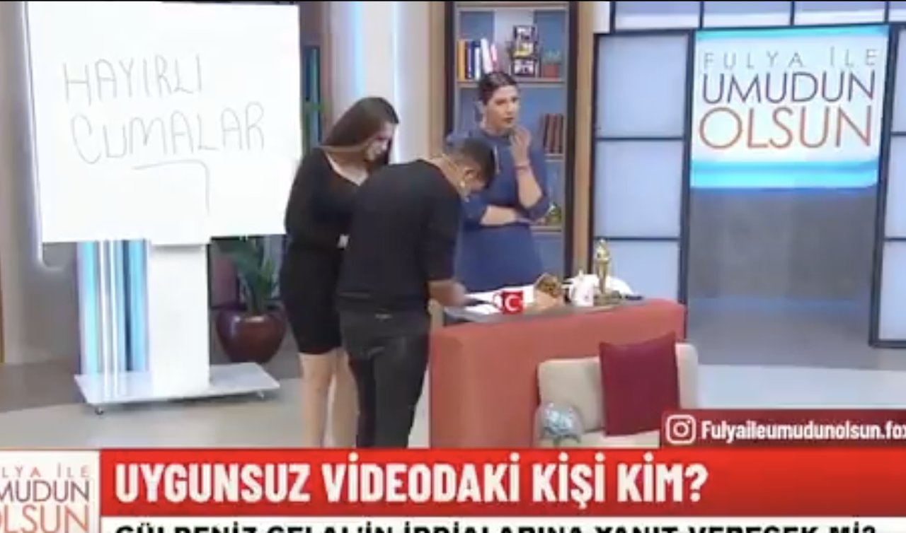 Fox TV'de bir erkek, eşine ait olduğunu iddia ettiği cinsel içerikli videoyu stüdyodakilere izletti