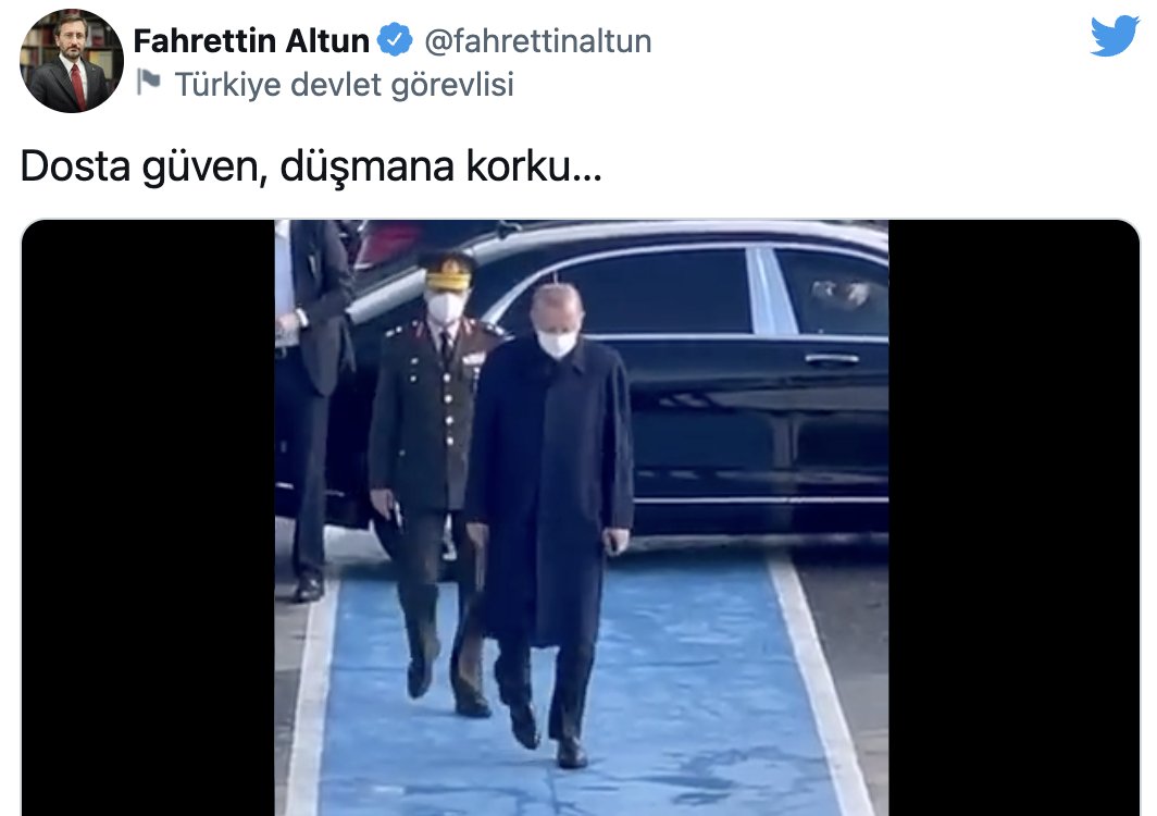 Altun, Erdoğan'ın yürürken çekilen videosunu "Dosta güven, düşmana korku" notuyla paylaştı