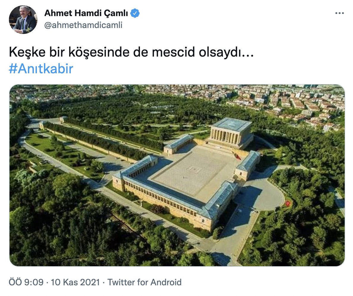 AKP'li Ahmet Hamdi Çamlı'dan Anıtkabir paylaşımı: "Keşke bir köşesinde mescit olsaydı"