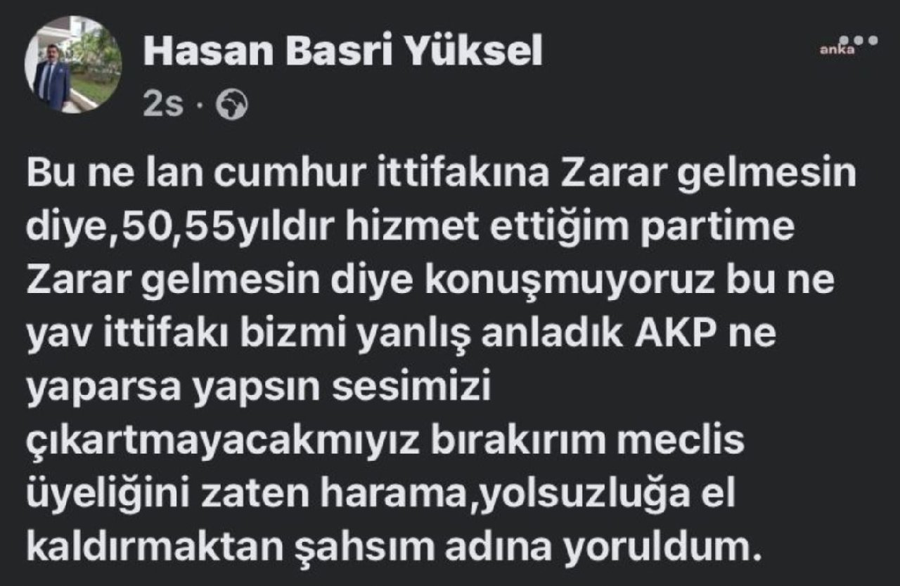 MHP’li Meclis üyesi: İttifakı biz mi yanlış anladık; AKP ne yaparsa yapsın sesimizi çıkartmayacak mıyız?