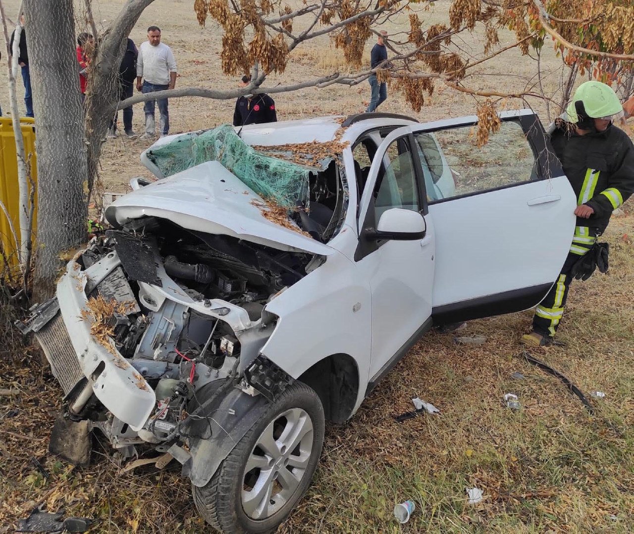 Köpeğe çarpmamak için direksiyonu kırınca ağaca çarptı, araçtaki eşi öldü