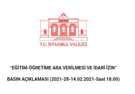 İstanbul Valiliği: Yüz yüze eğitime 17 Şubat’a kadar ara verildi