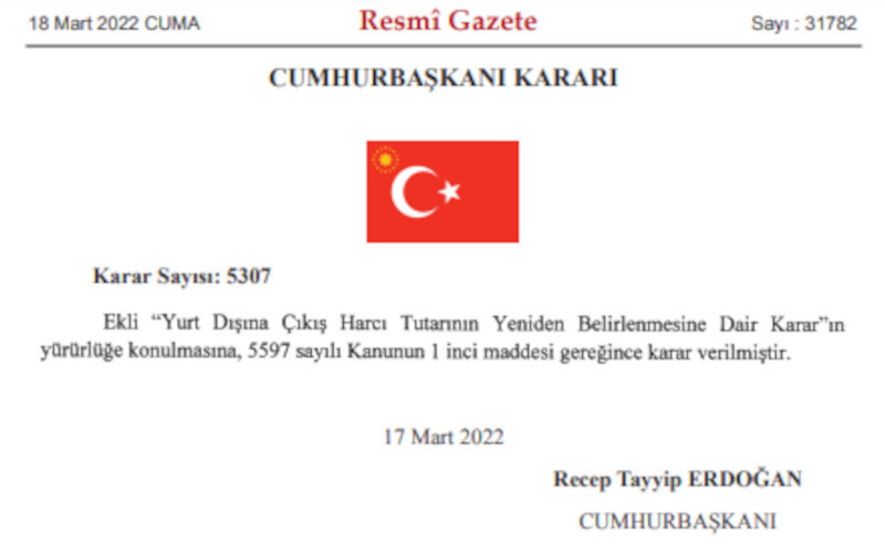 Cumhurbaşkanı kararıyla yurtdışına çıkış harcı 3 kat arttı