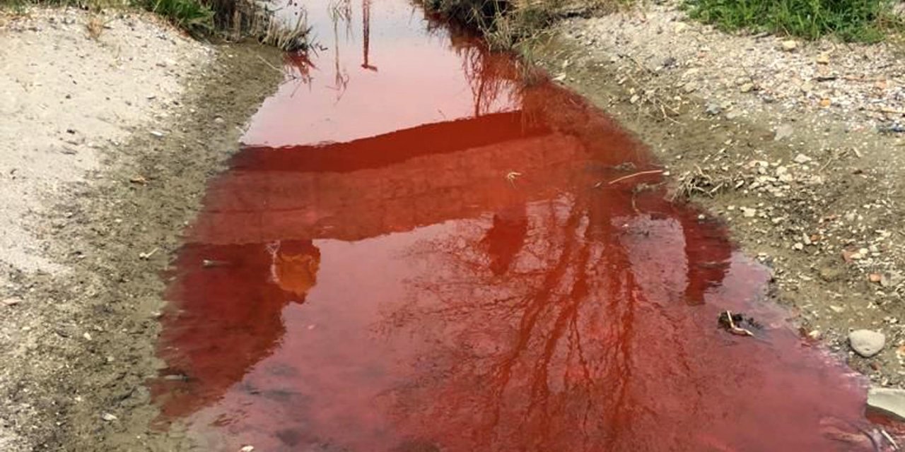Kamara Nehri'ni kırmızıya boyayan tesise 500 bin lira ceza ve suç duyurusu