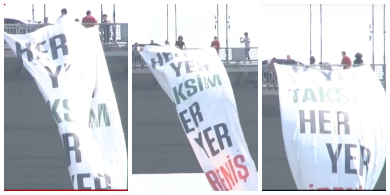 TİP'ten Gezi'nin yıldönümünde eylem: Köprüde 'Her yer Taksim, Her yer direniş' pankartı