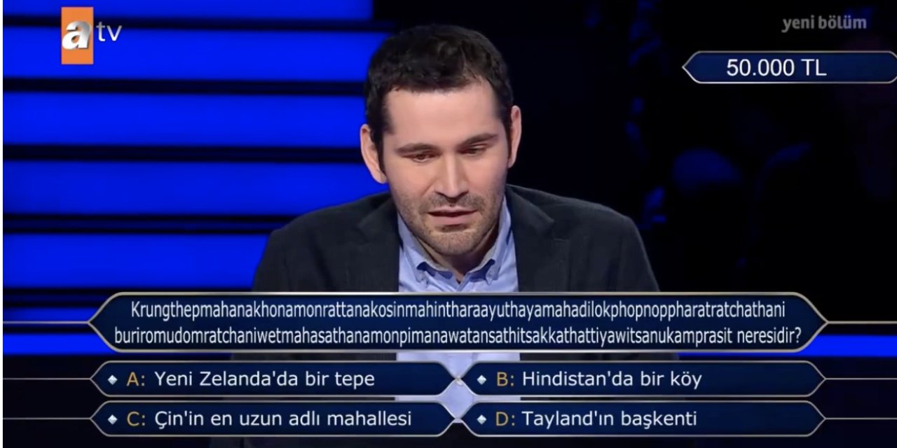 Kim Milyoner Olmak İster'de Kenan İmirzalıoğlu'nun en zor sorusu