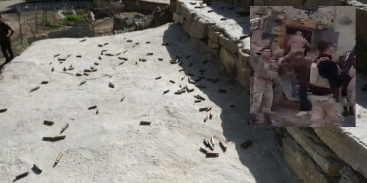 Askerlerin baskın yaptığı köyde yüzlerce mermi kovanı toplandı