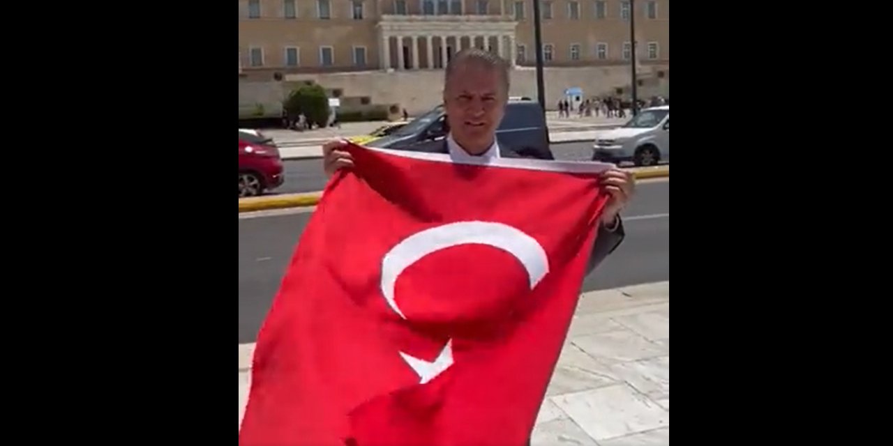 Sarıgül'den Yunanistan parlamentosu önünde bayraklı video