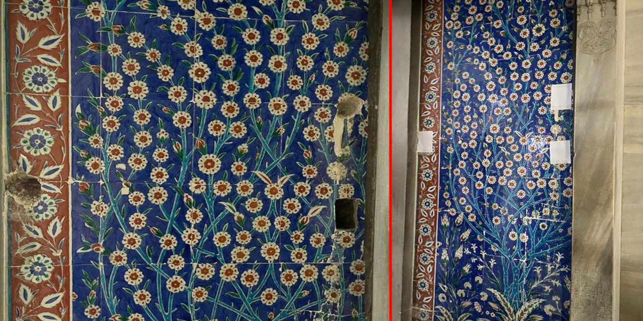 Ayasofya'dan sonra sıra Topkapı'da: Çinileri matkapla deldiler