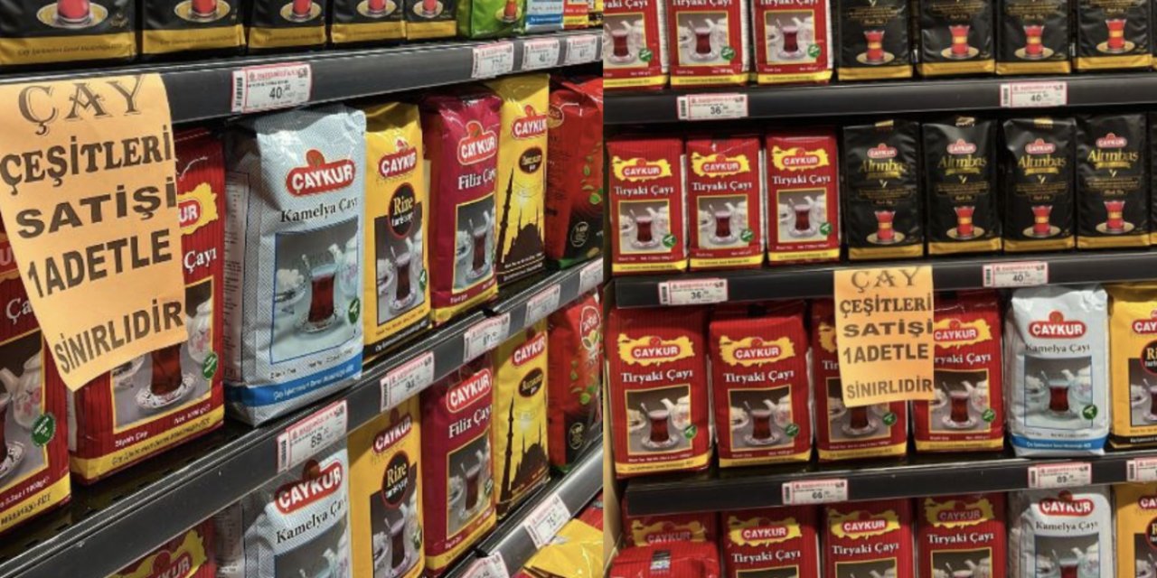 Rize'de bir market: Çay satışı 1 paketle sınırlıdır