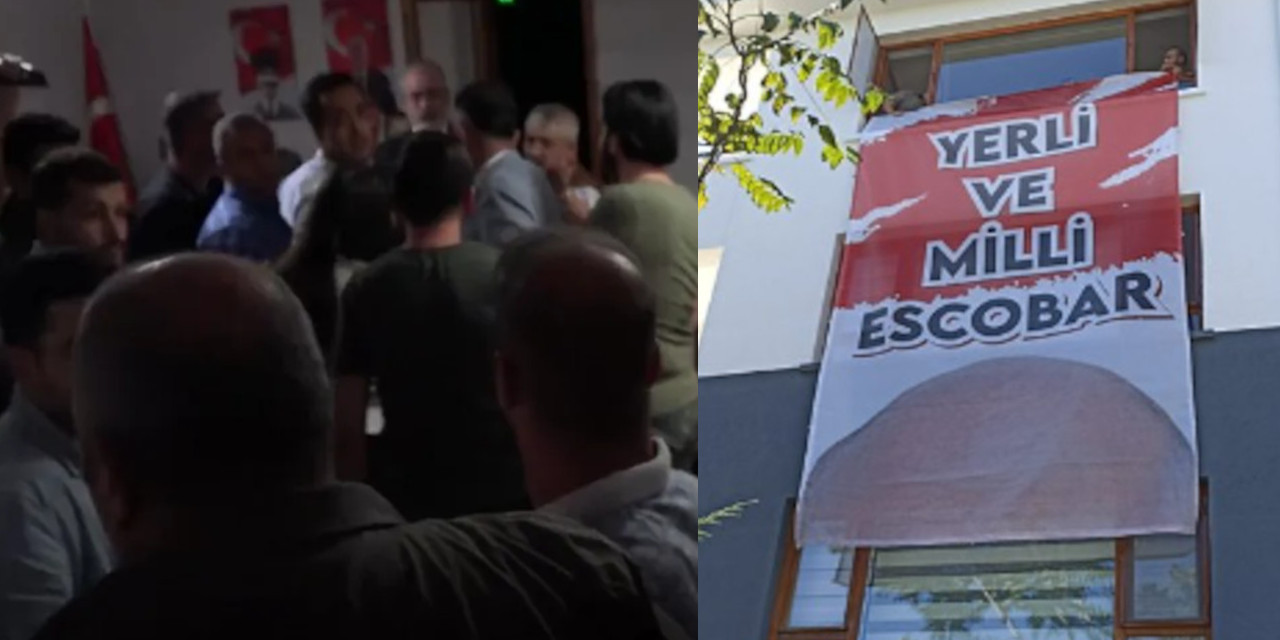 Zafer Partisi Genel Merkezi'ne asılan 'Yerli ve Milli Escobar' pankartı indirildi