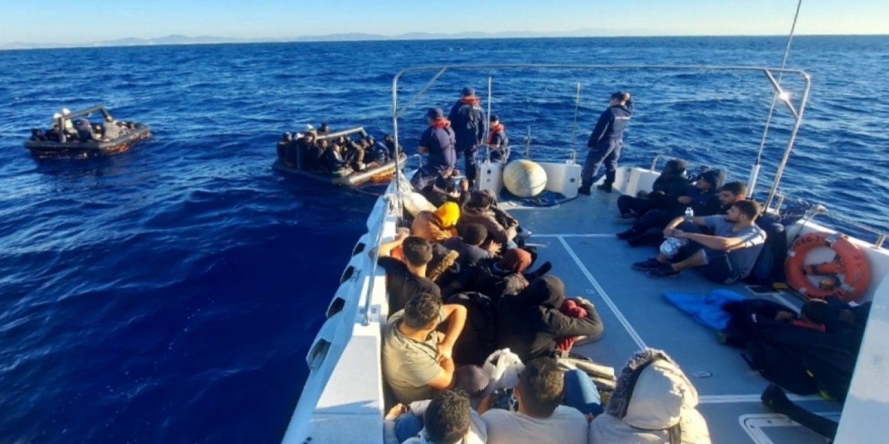 Datça açıklarında 64 göçmen kurtarıldı