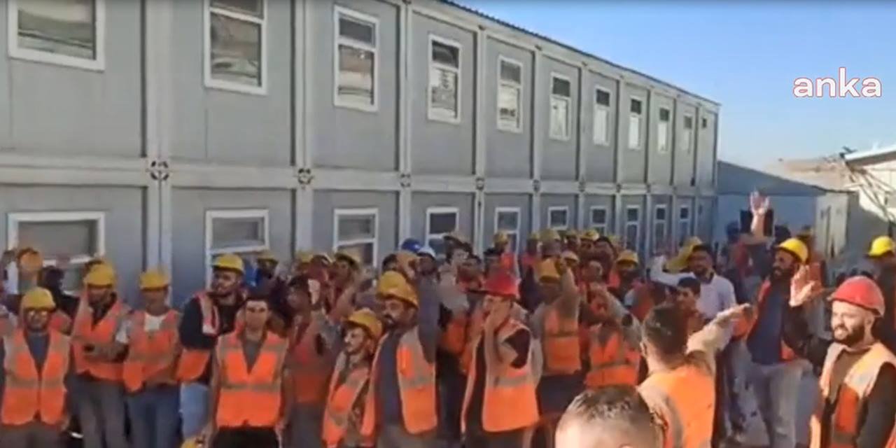 Şehir hastanesi inşaatında işçilerden eylem