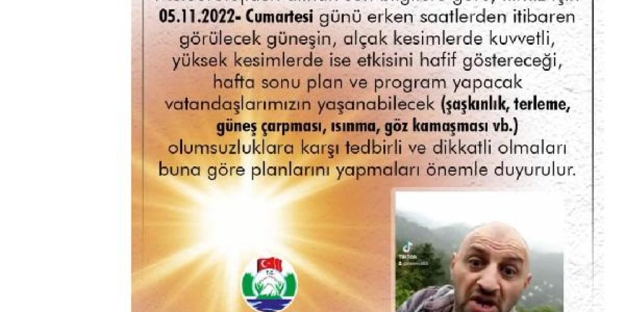 Rize Valiliği’nden esprili ‘güneşli hava’ uyarısı