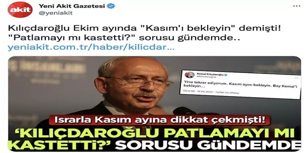 Dezenformasyon dediğin böyle olur! Yeni Akit'ten Kılıçdaroğlu manşeti