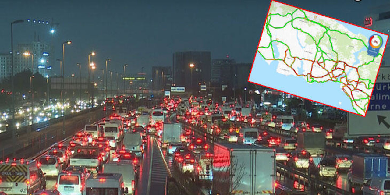 İstanbul'da trafik yoğunluğu yüzde 90'a ulaştı