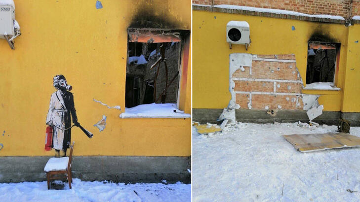 Banksy’nin eserini duvardan çaldılar: Ukrayna'nın işgalinde çizilmişti