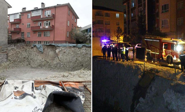 Ankara’da temel kazısı nedeniyle toprak kayması oldu, bir bina tahliye edildi