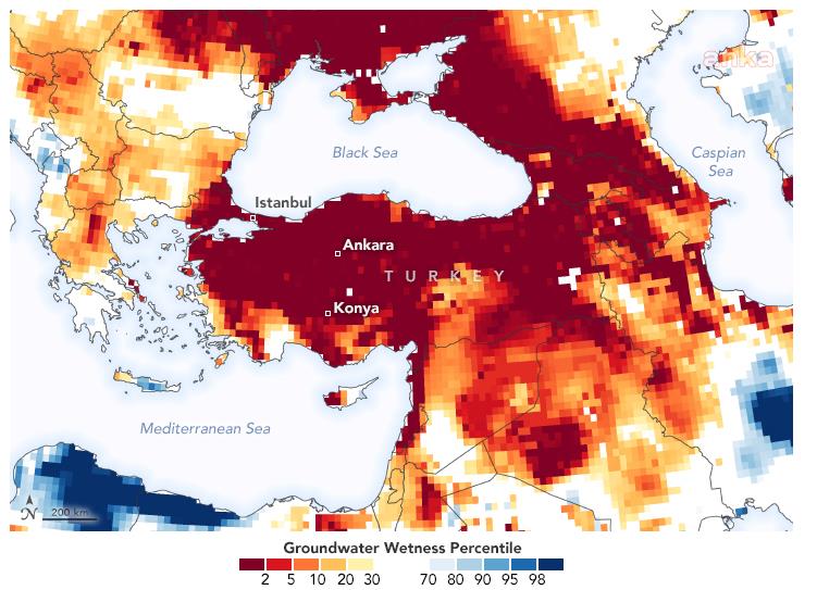 NASA bildirdi: Türkiye'de ağır kuraklık var