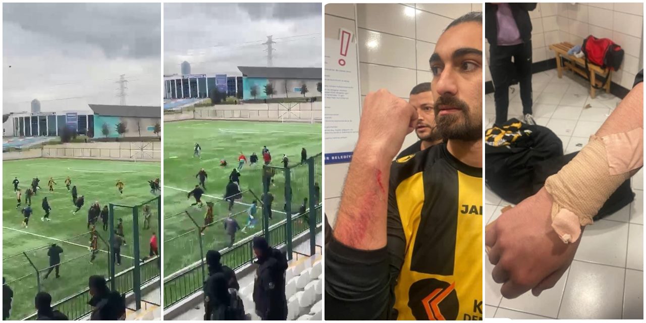 Tribün sahaya indi: Amatör lig maçında konuk takıma saldırı