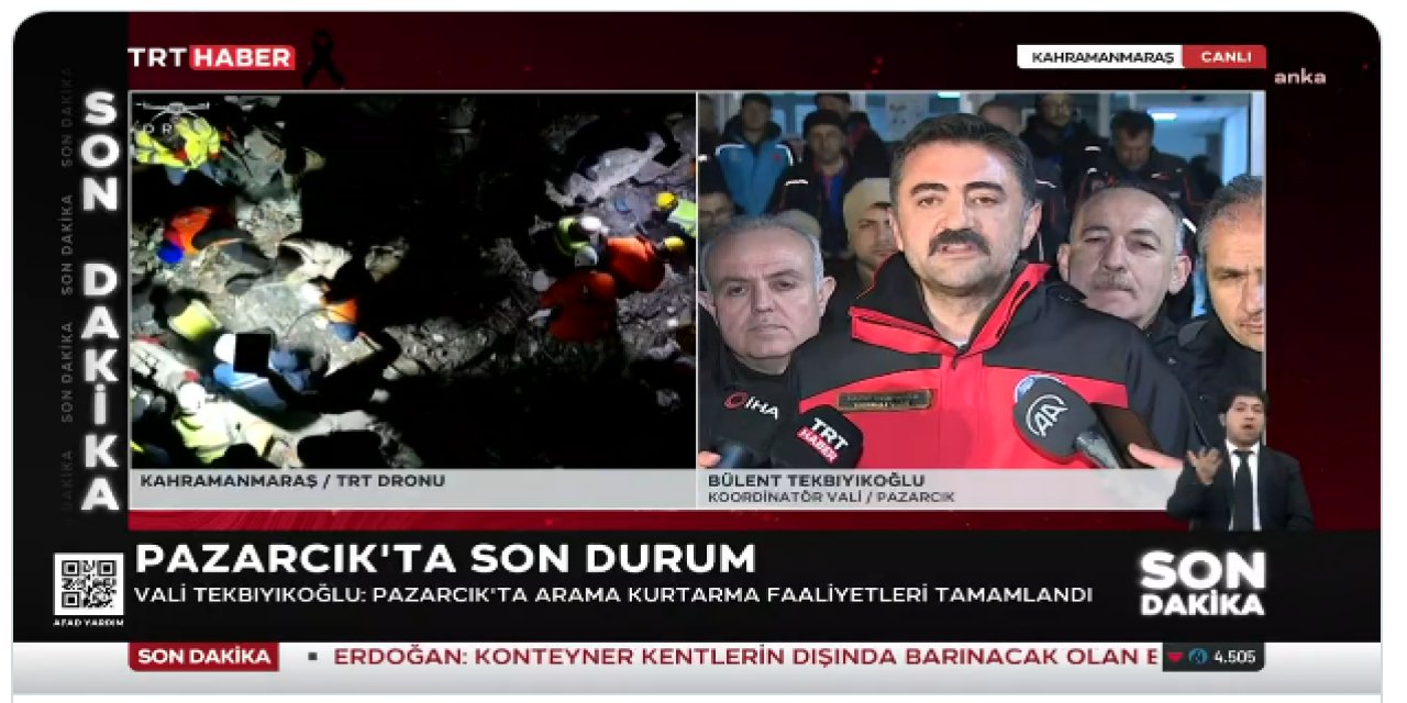 Birinci depremin merkez üssü Pazarcık'ta arama-kurtarma bitti