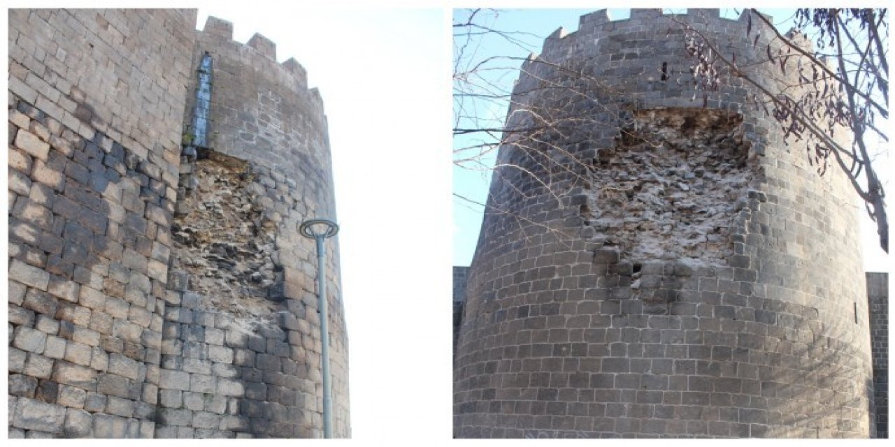 Diyarbakır surlarının 30 bölümü depremden zarar gördü