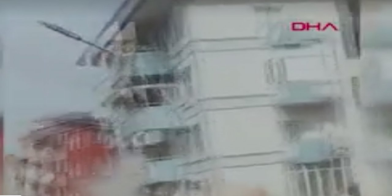 Yeşilyurt'taki 5,6'lık depremde binaların yıkılma anı kamerada