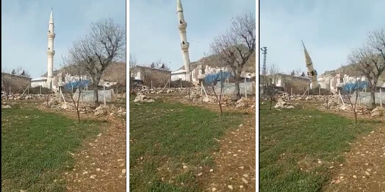 Diyarbakır'da hasarlı cami minaresi kontrollü yıkıldı