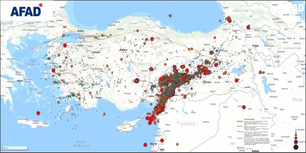 AFAD 1 aylık deprem haritasını paylaştı: 13 bin deprem oldu