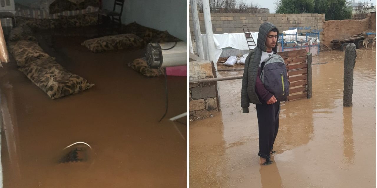 Mardin'de yağmur etkili oldu, ilkokulu ve evleri su bastı