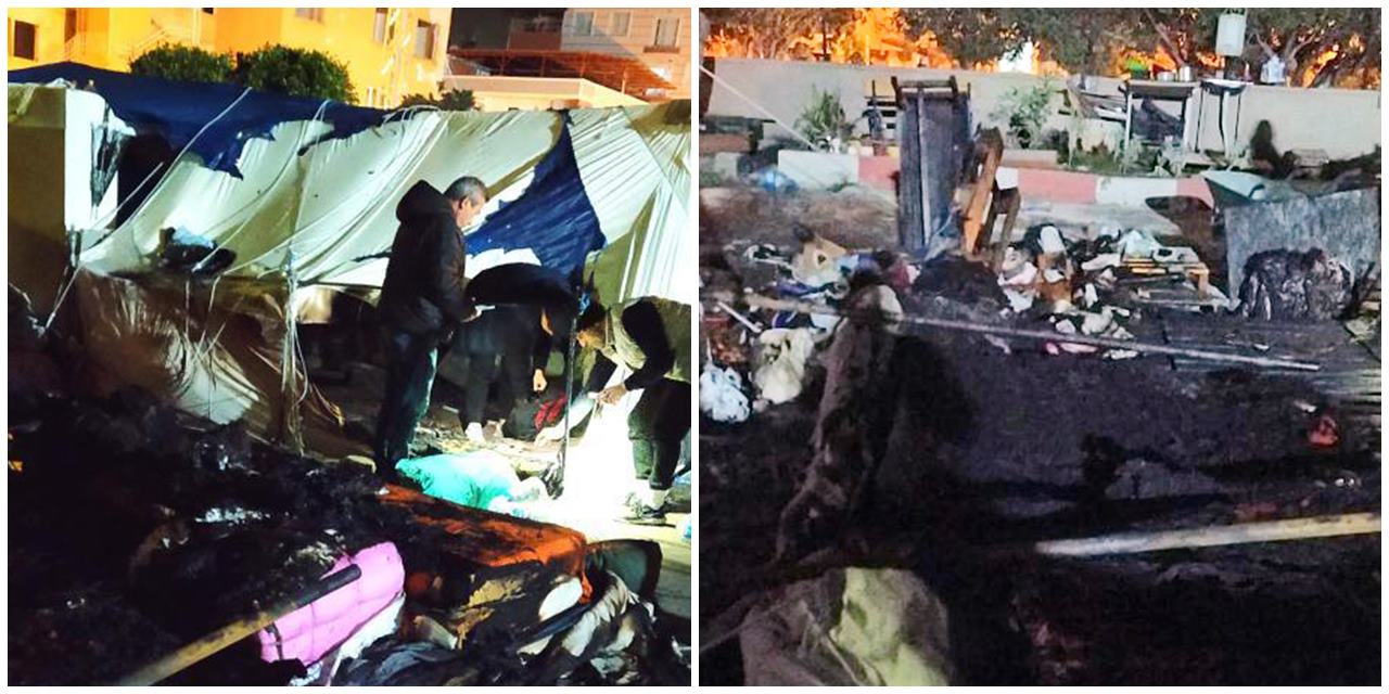 Hatay'da depremzedelerin çadırında yangın: İkisi ağır üç yaralı